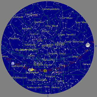 Sky map for the equinox morning