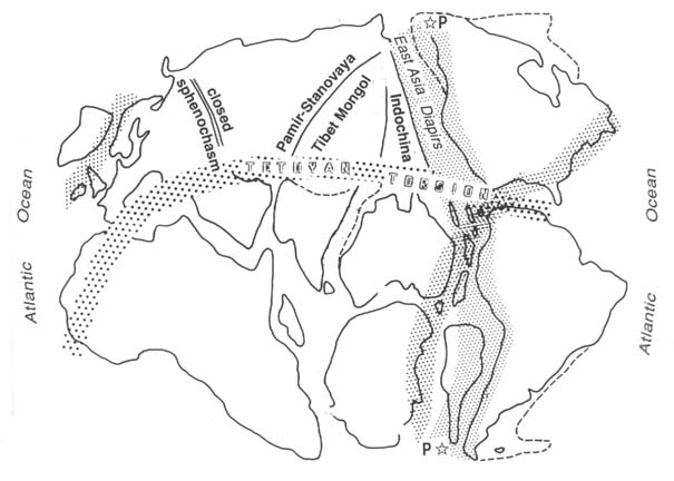 Pangaea map from S. Warren Carey in 1997