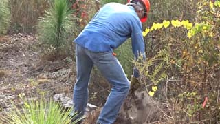 JP Husted removing roots from the post hole