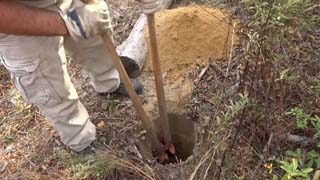 Post hole in progress