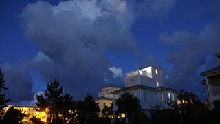 Mars amid clouds to the SW