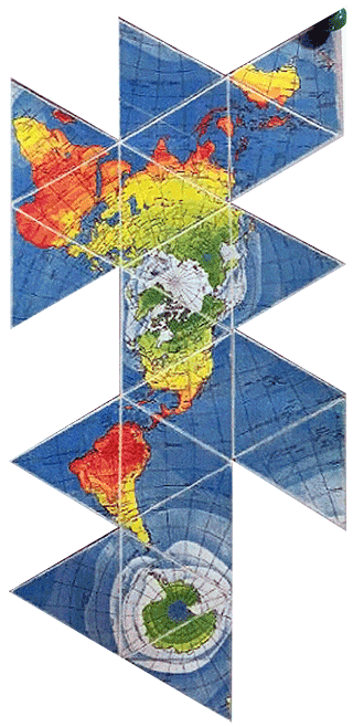 Dymaxion Map flipped (seen reversed)