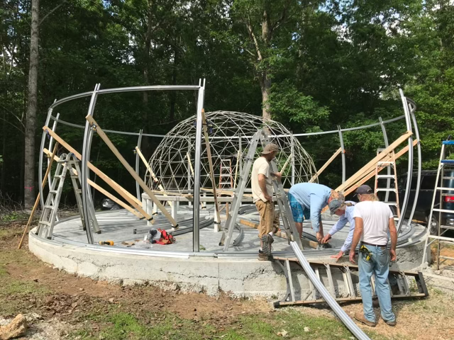 Putting up the frame of Wholeover, May 22, 2023